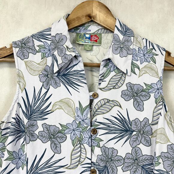 Hilo Hattie Womens Silk Top Size XSmall Tropical Sleeveless Lavender Hawaiian - Picture 3 of 10